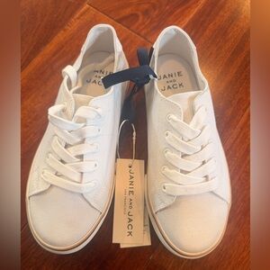 Janie and Jack Girls' White Canvas Lace-Up Sneakers